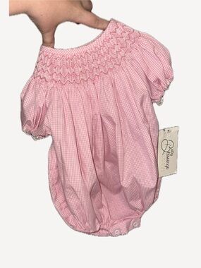 Classic Smocked Pink Baby One-Piece